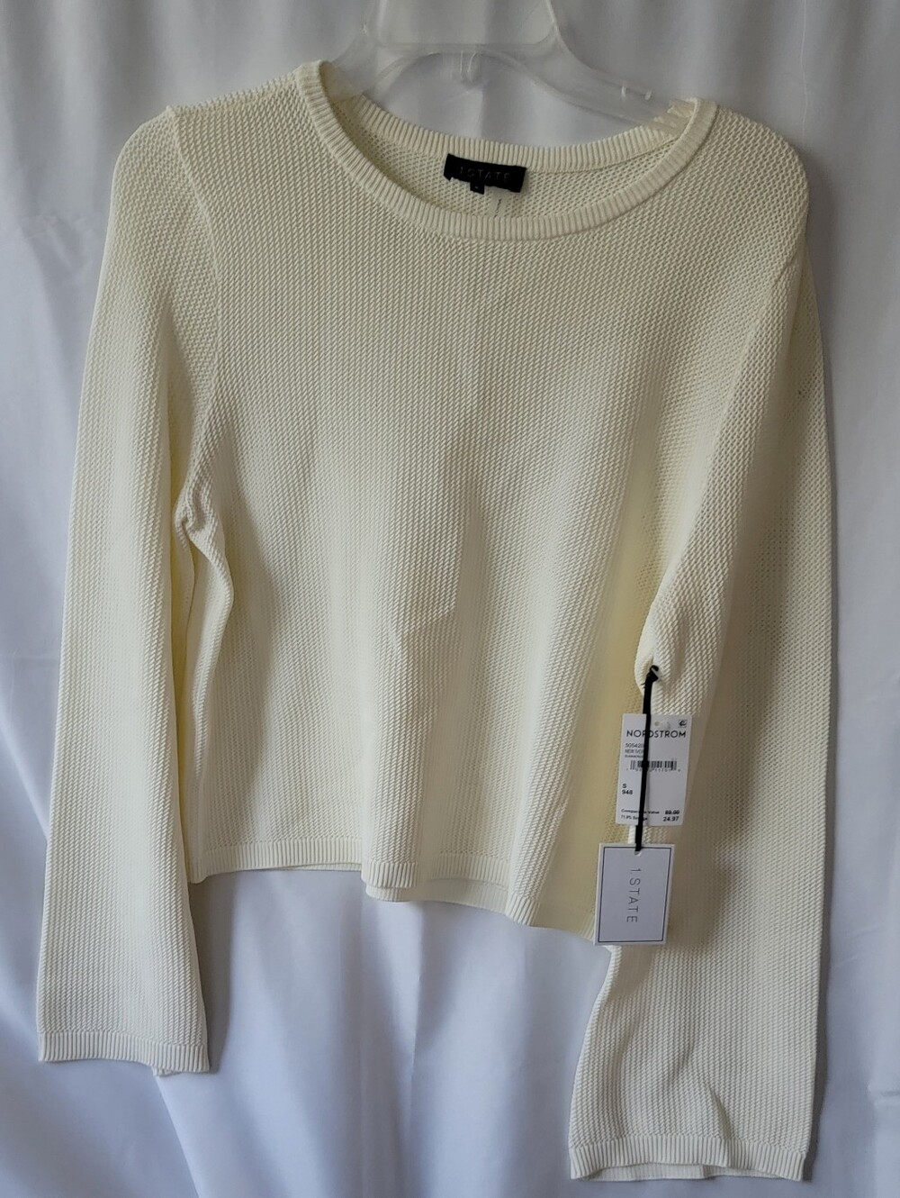 Cream Crewneck Knit Sweater Top size Small NWT